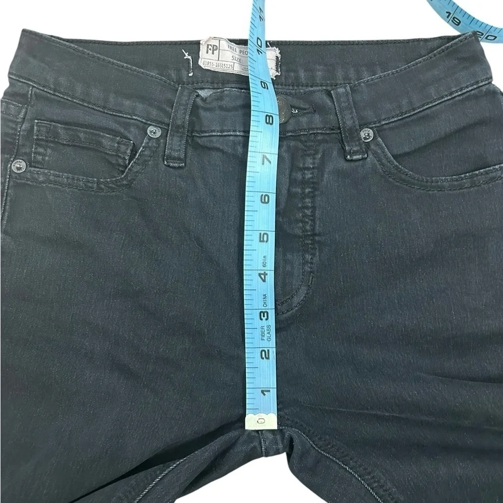 Free People Black Cuffed Hem Skinny Jeans Soft Stretch 5-Pocket Womens Sz 24